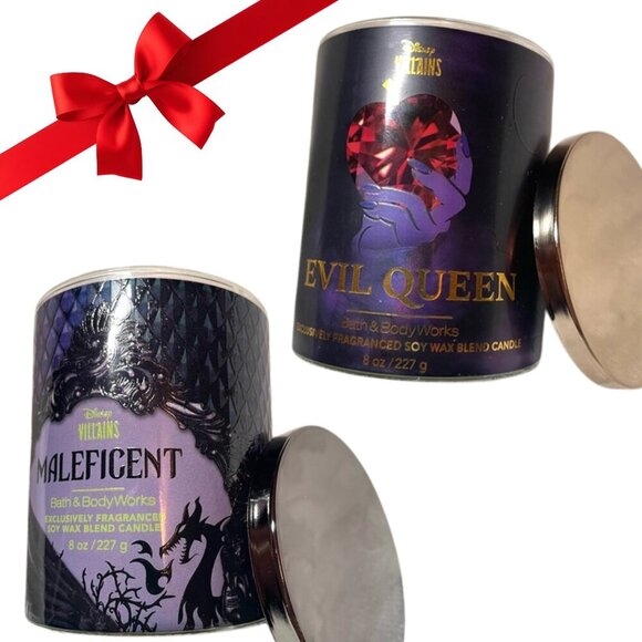 🍎🖤NWT Disney Villains Candle Lot Maleficent + Evil Queen Bath & Body Works - Picture 1 of 15